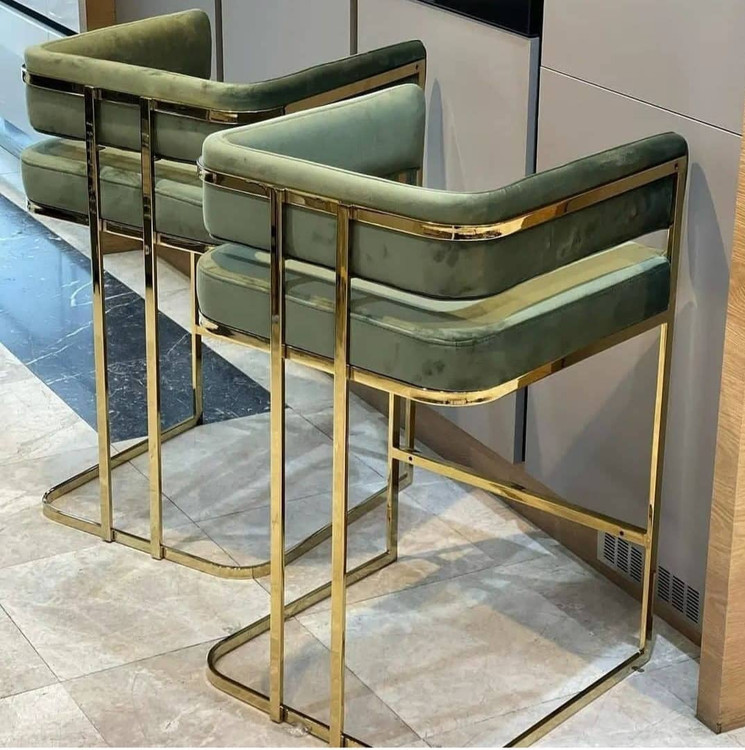 صندلی کانتر مدل ناپل خم پایه فورتیک طلایی